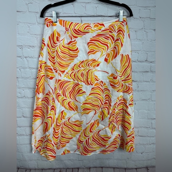 Richard Malcolm Woman's Linen midi length bright leaf print, sz 6, EUC - Picture 3 of 5